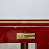 Vintage italian lacquered coffee table with mirror top & brass details from mario sabot