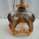 Suspended luminaire ceiling light glass has sets of coulure vintage 1970