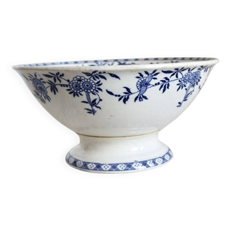 Vintage porcelain salad bowl Dresden - Blue and white floral pattern