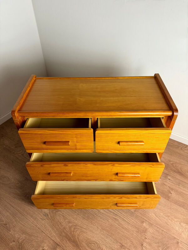 Commode Maison Gauthier en pin massif, années 80