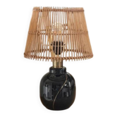Black table lamp & rattan