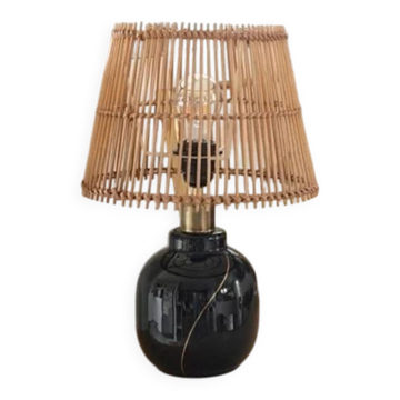 Black table lamp & rattan