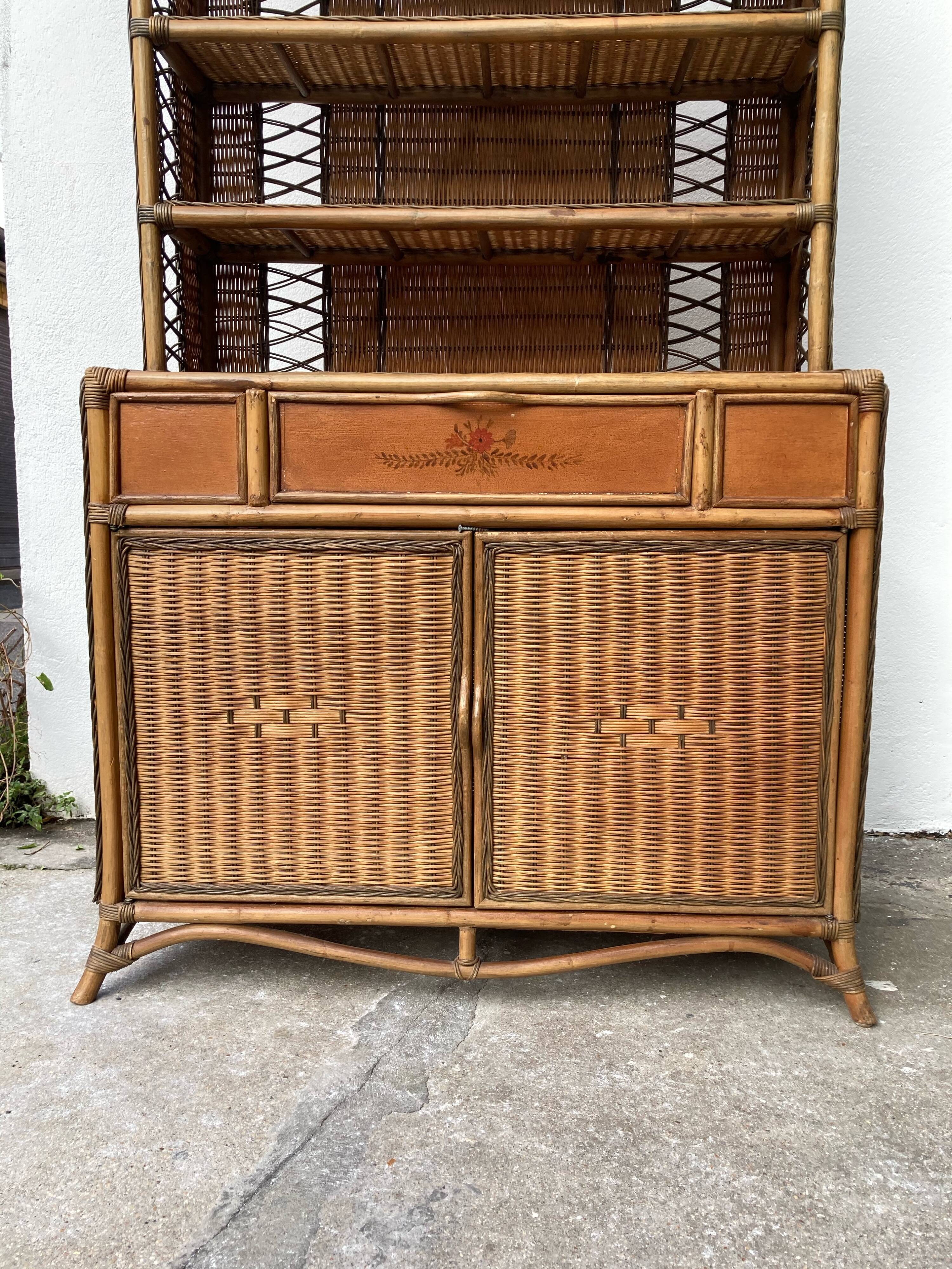 Bookcase bamboo wicker rattan
