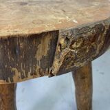 Pair of tripod stools in raw wood