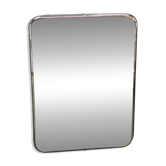 Italian Space Age Chrome and Brass Rectangular Wall Mirror, 1970s