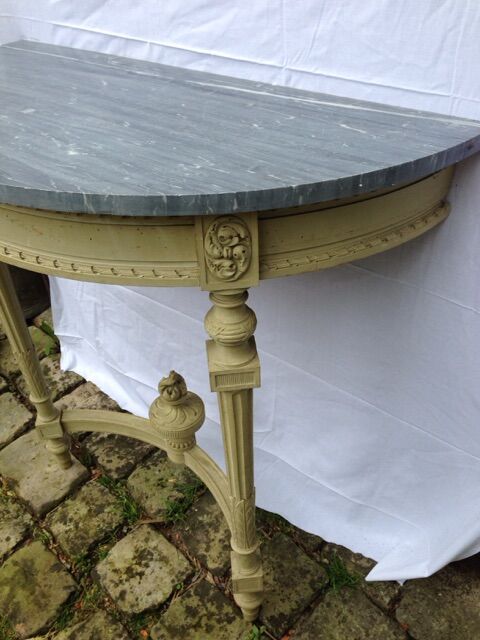 Console Louis XVI style painted wood and marble grey