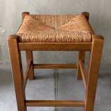 Wooden and straw stool