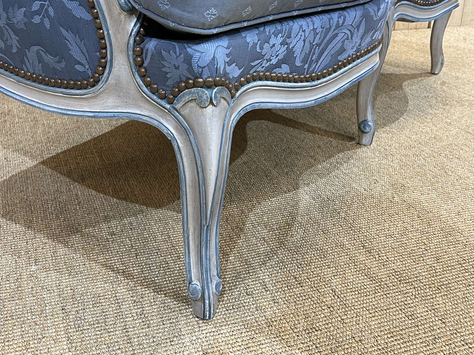 Louis XV style sofa from the 70s in beech, feather seat cushions