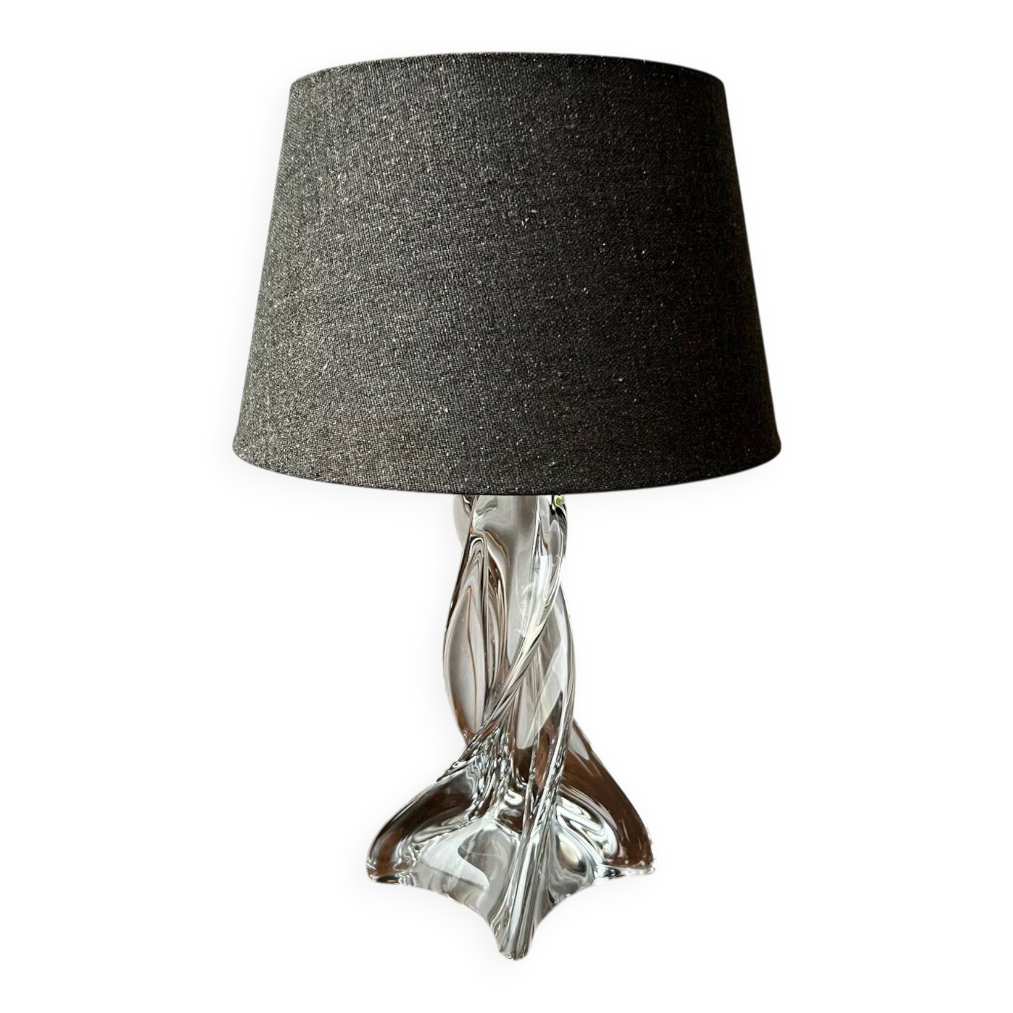 Crystal lamp with dark grey lampshade