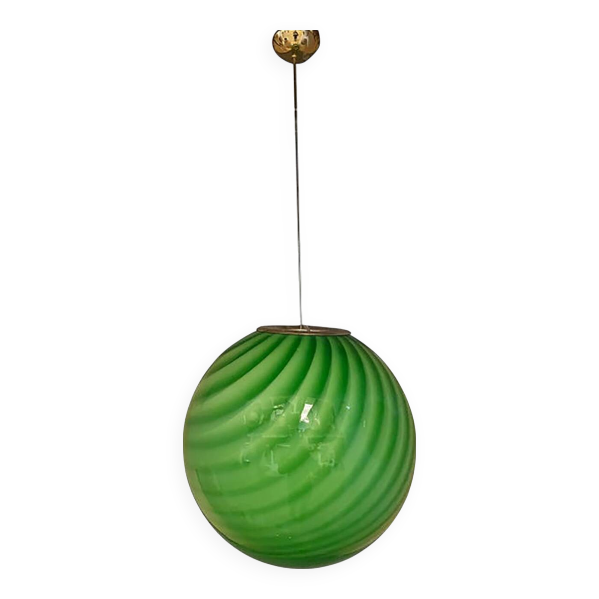 Green Swirling Sphere Pendant in Glass Italian Art