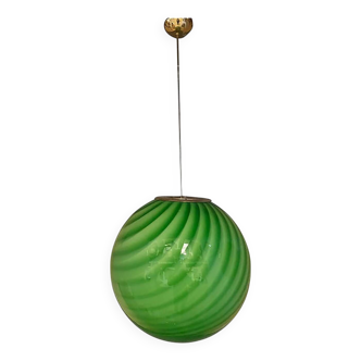 Green Swirling Sphere Pendant in Glass Italian Art