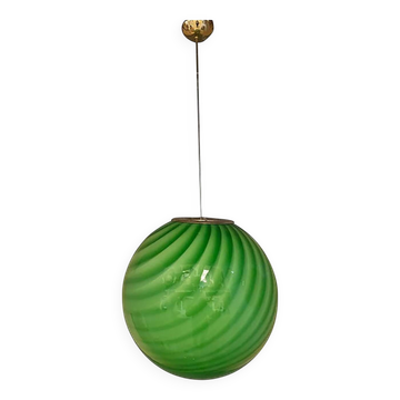 Green Swirling Sphere Pendant in Glass Italian Art