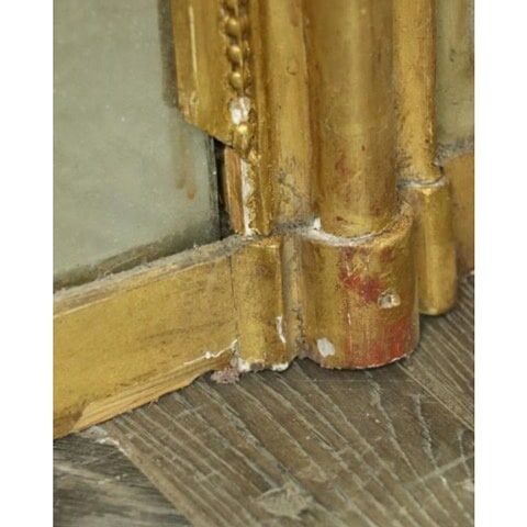 Miroir de trumeau en bois laqué vert et bois doré