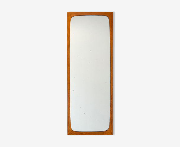 Miroir danois du milieu du siècle en teck 1960 Danemark 42x116cm