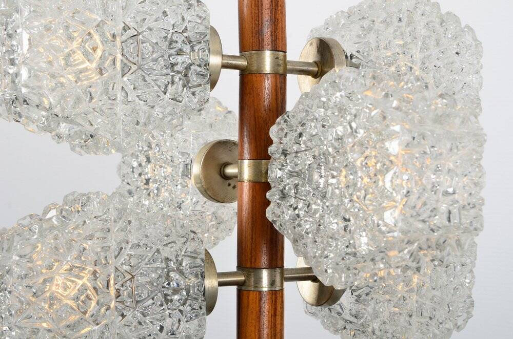 Temde chandelier with frosted glass elements, 1960s