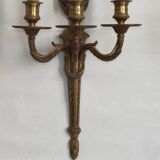 Magnificent Pair French Antique Bronze Triple Wall Lights Urn & Swag Detail
