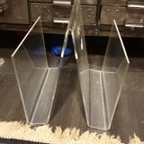 Transparent plexiglass magazine holders age space
