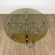 Tubular design coffee table in chrome and smoked glass, Italy, 70s