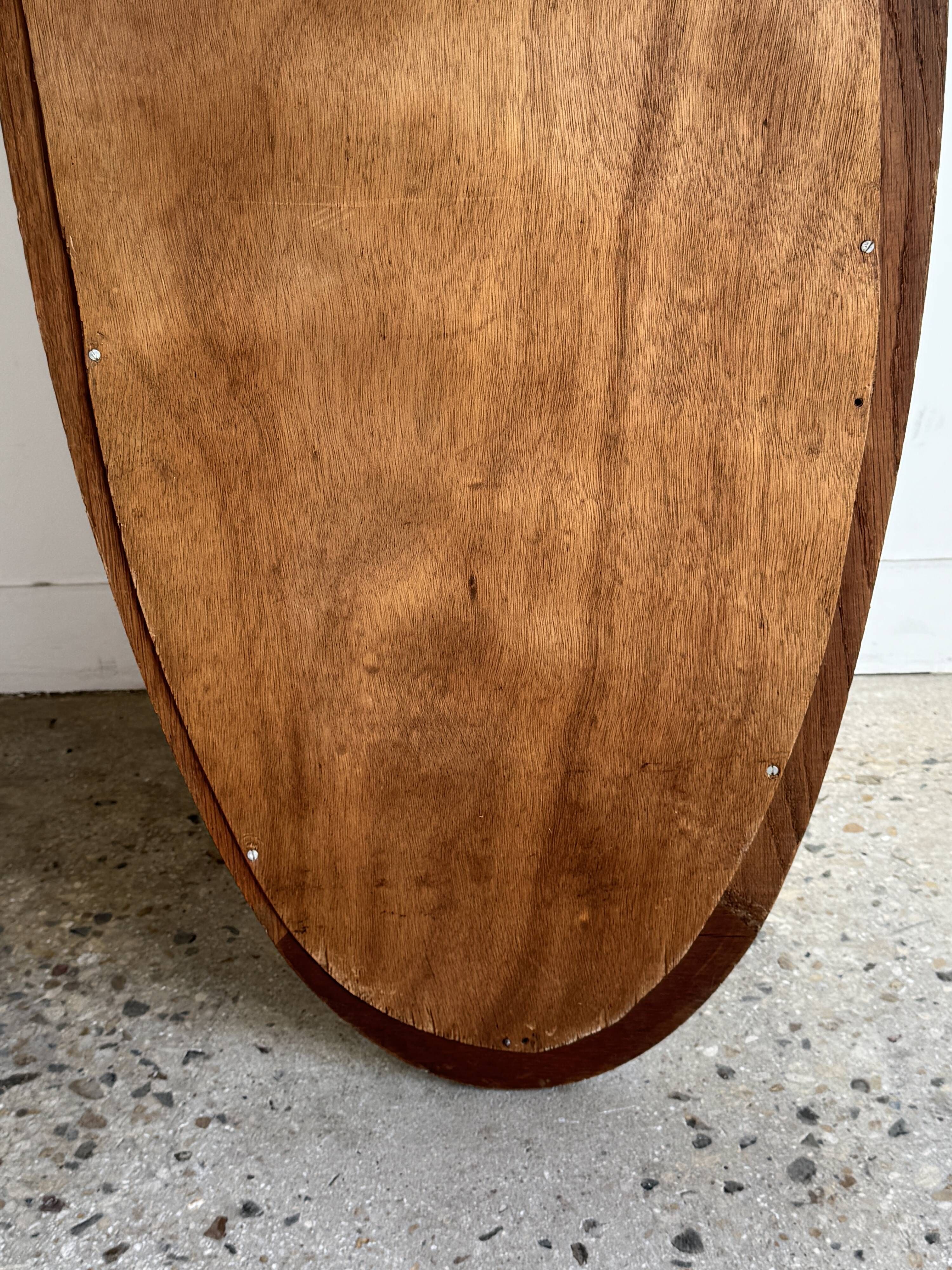 Vintage oval mirror in oak with bevelled glass H120 W43 D2