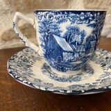Coffee cup and its English earthenware saucer Mill Stream Johnson Bros