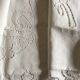 Sheet and pillowcases embroidered linen Richelieu old Castle