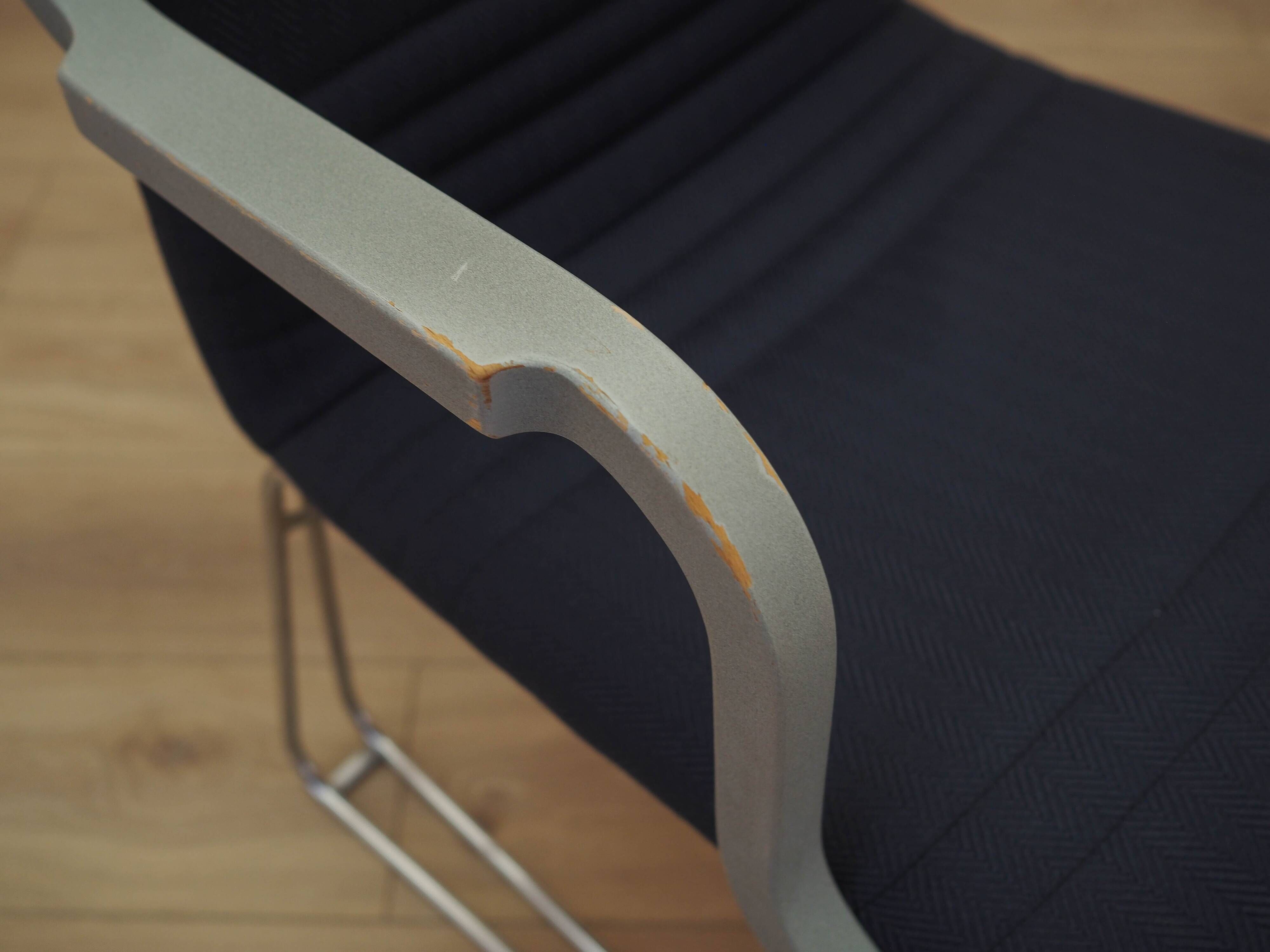 Italian cantilever chair 1990s blue fabric upholstery