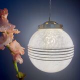 Vintage white Clichy glass globe pendant light