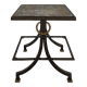 Table d'appoint neoclassique en fer forgé et verre eglomisé