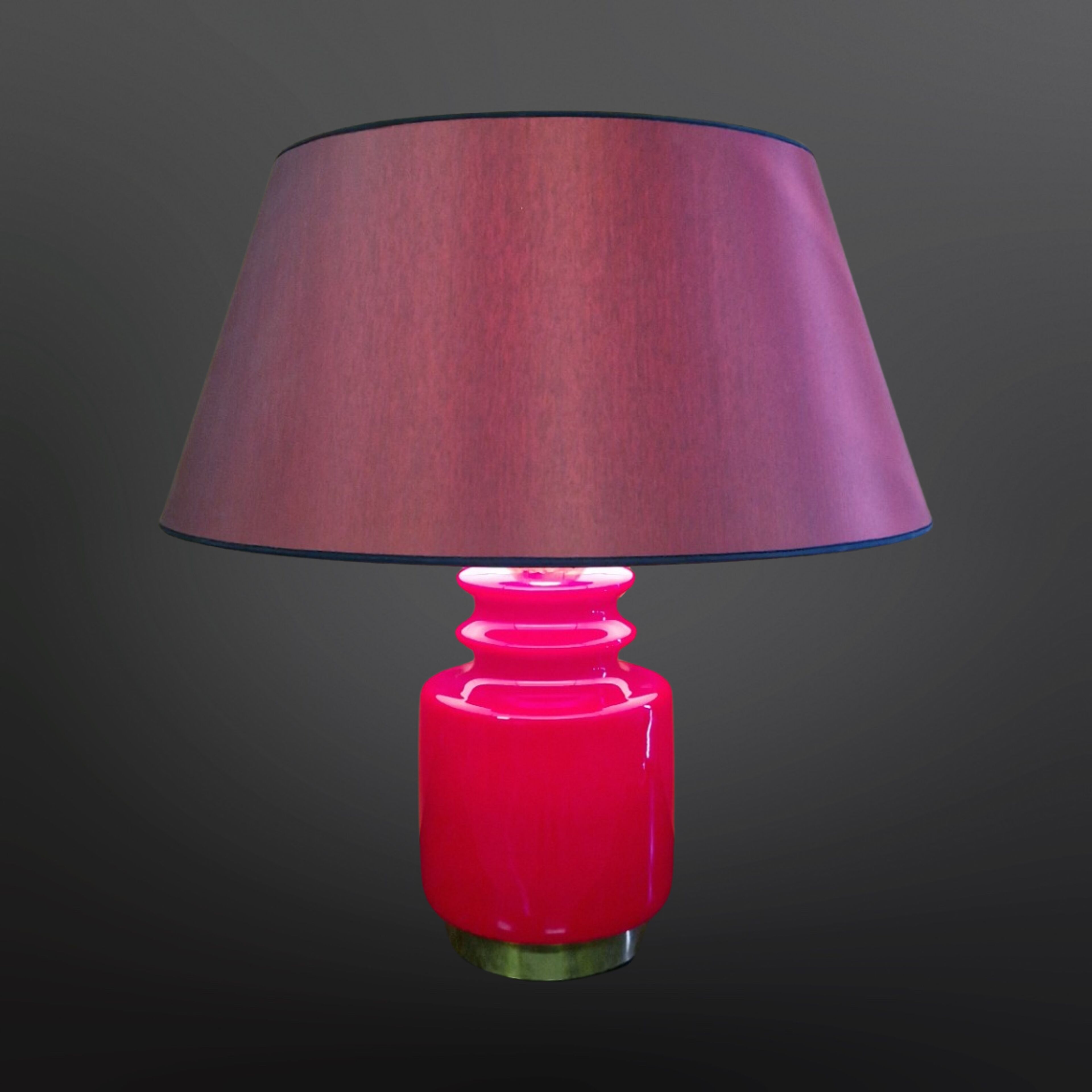 Red illuminated opaline glass table lamp by Peill and Puzzler, Germany 1960s