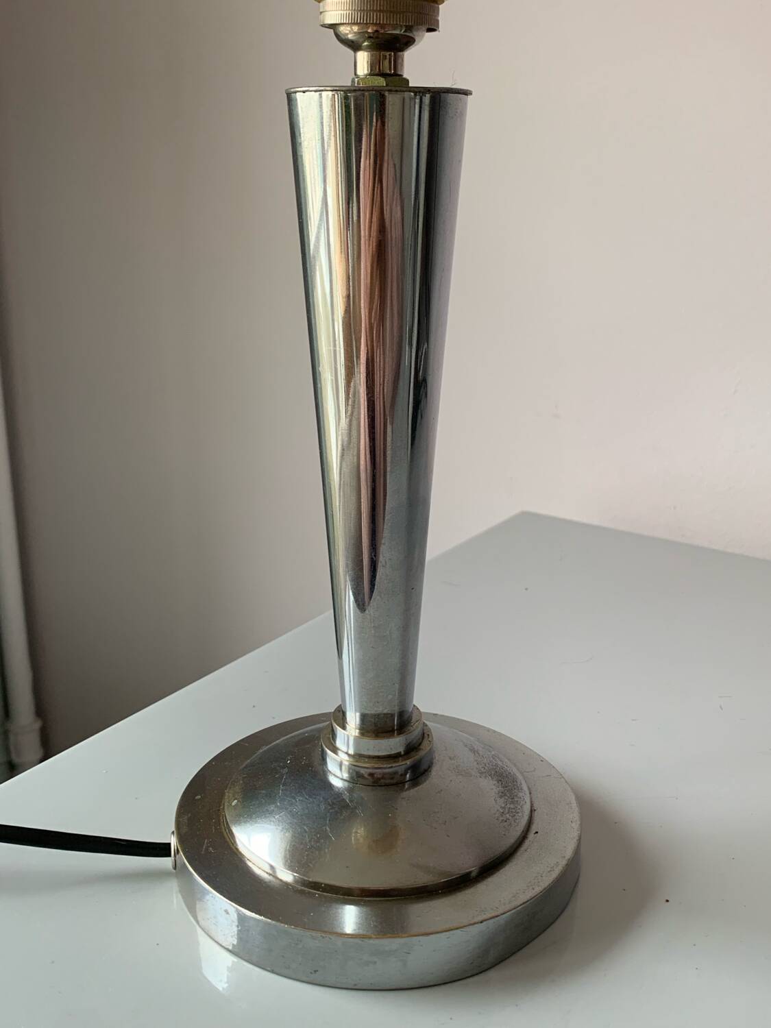 Silver bronze art deco table lamp