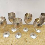 6 vintage metal stemmed glasses from the 1970s