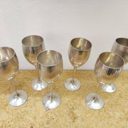 6 verres sur pied métal vintage 1970