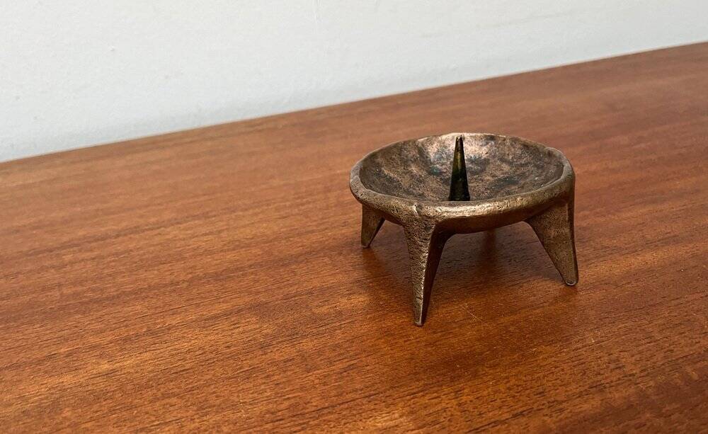 Brutalist Mid-Century Candle Holder in Bronze, 1960s