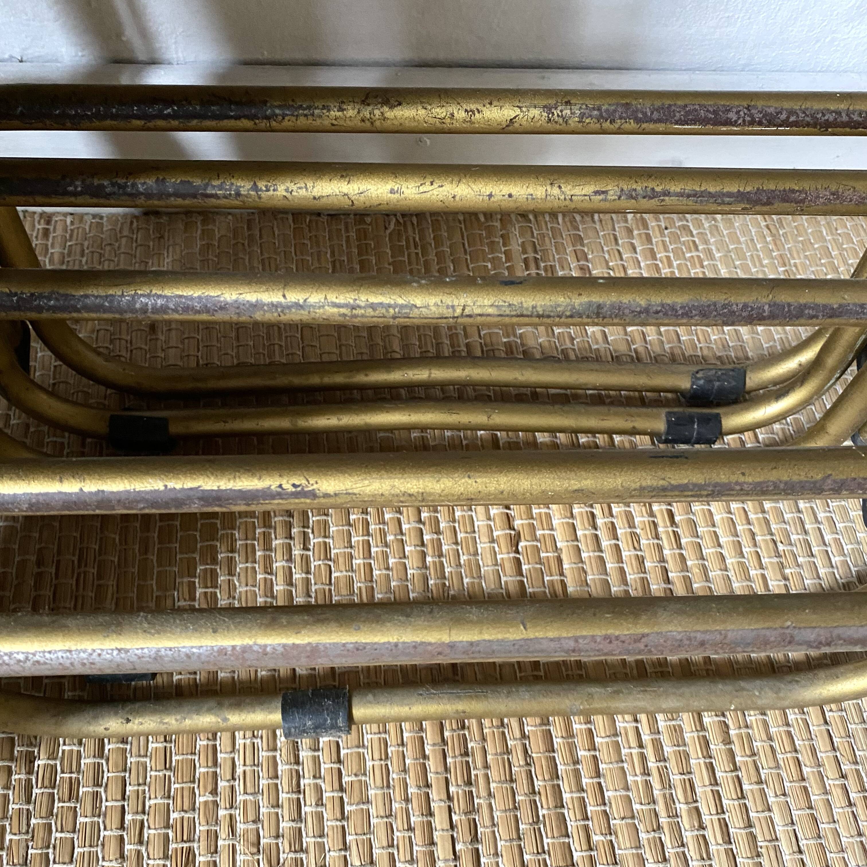 Lafuma folding chairs in velvet and gold metal