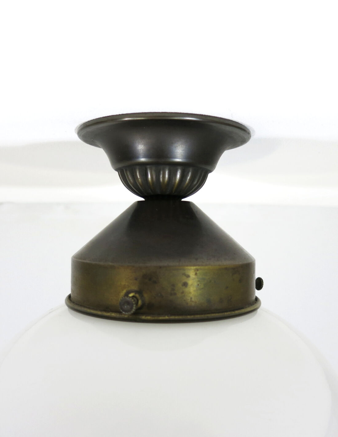 Stairs lamp in Art Deco style with opaline glass and brass