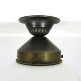 Stairs lamp in Art Deco style with opaline glass and brass