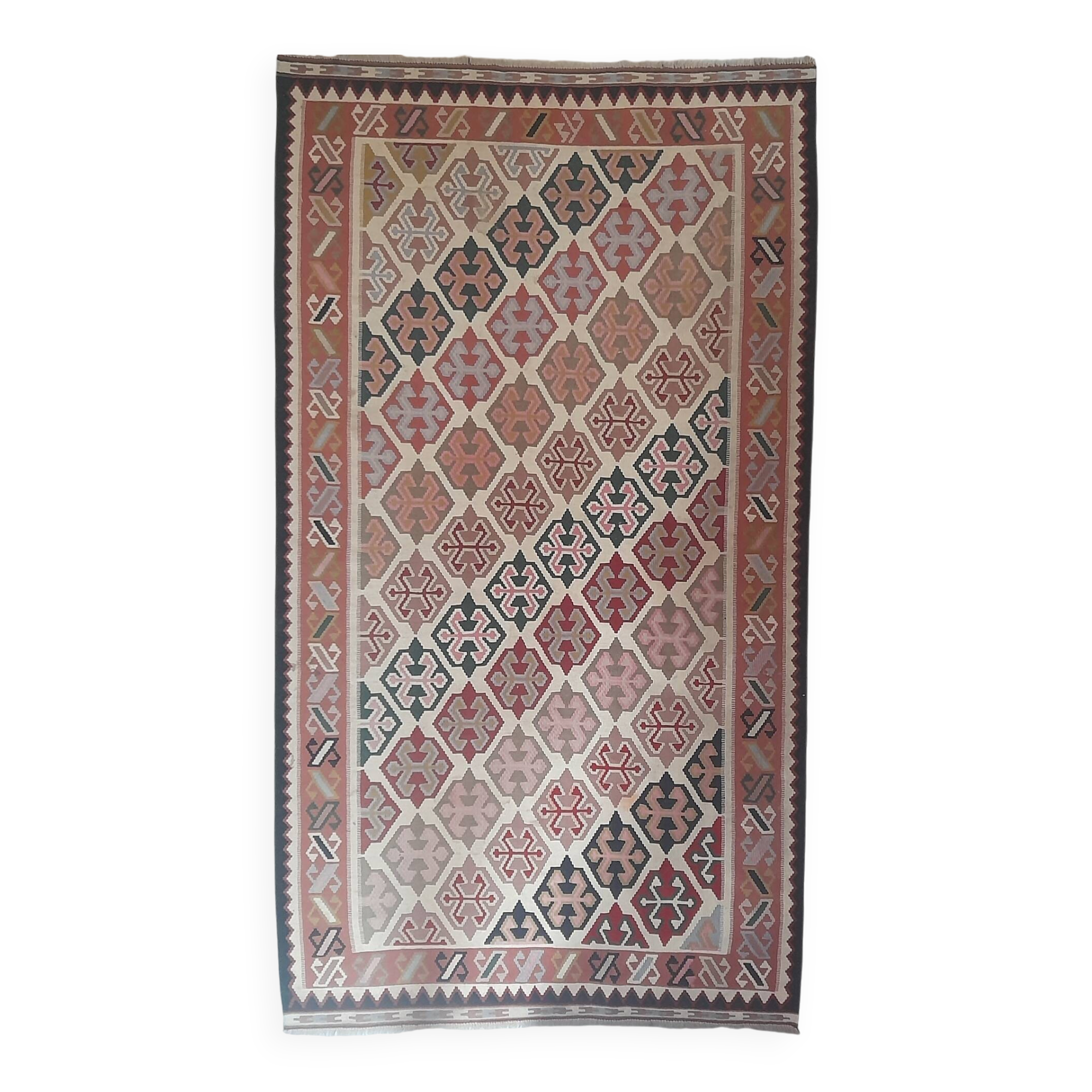 Large geometric kilim rug pure wool 160 x 290 cm