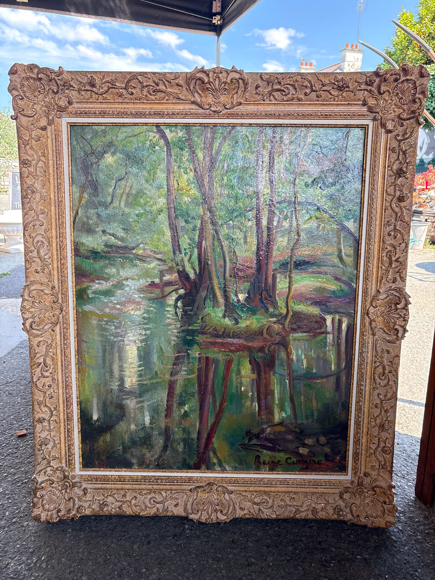 Large oil on canvas signed Reine Cimière - Salon de Paris 1964