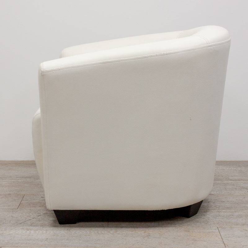 White faux leather armchair