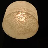 Vintage pendant light in white speckled opaline glass