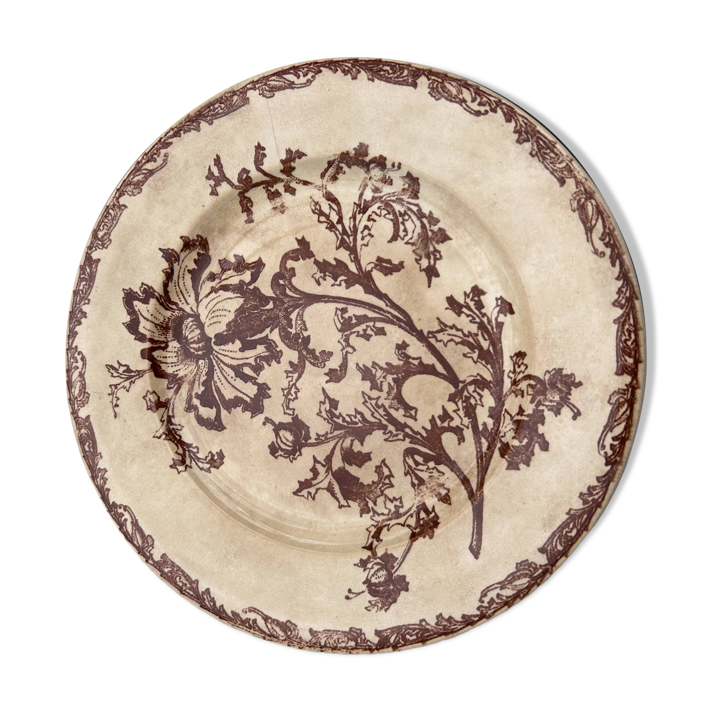 Antique French Terre de Fer Floral Compotier – c.1890–1910