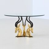 Hollywood Regency style coffee table brass antelope France 1970