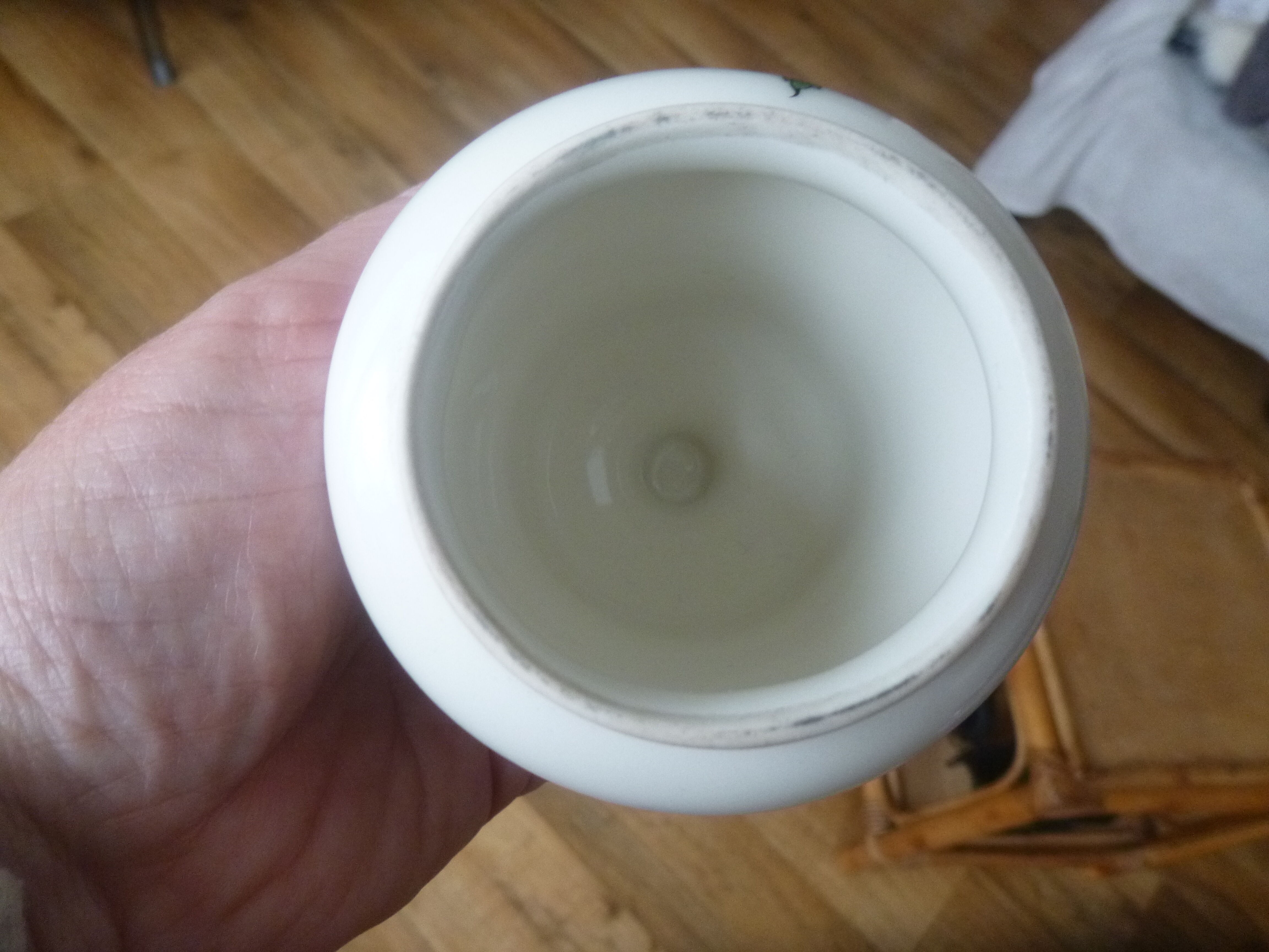 Old apothecary jar in pewter and porcelain
