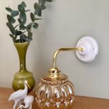 Vintage globe angled wall light in bubbled glass