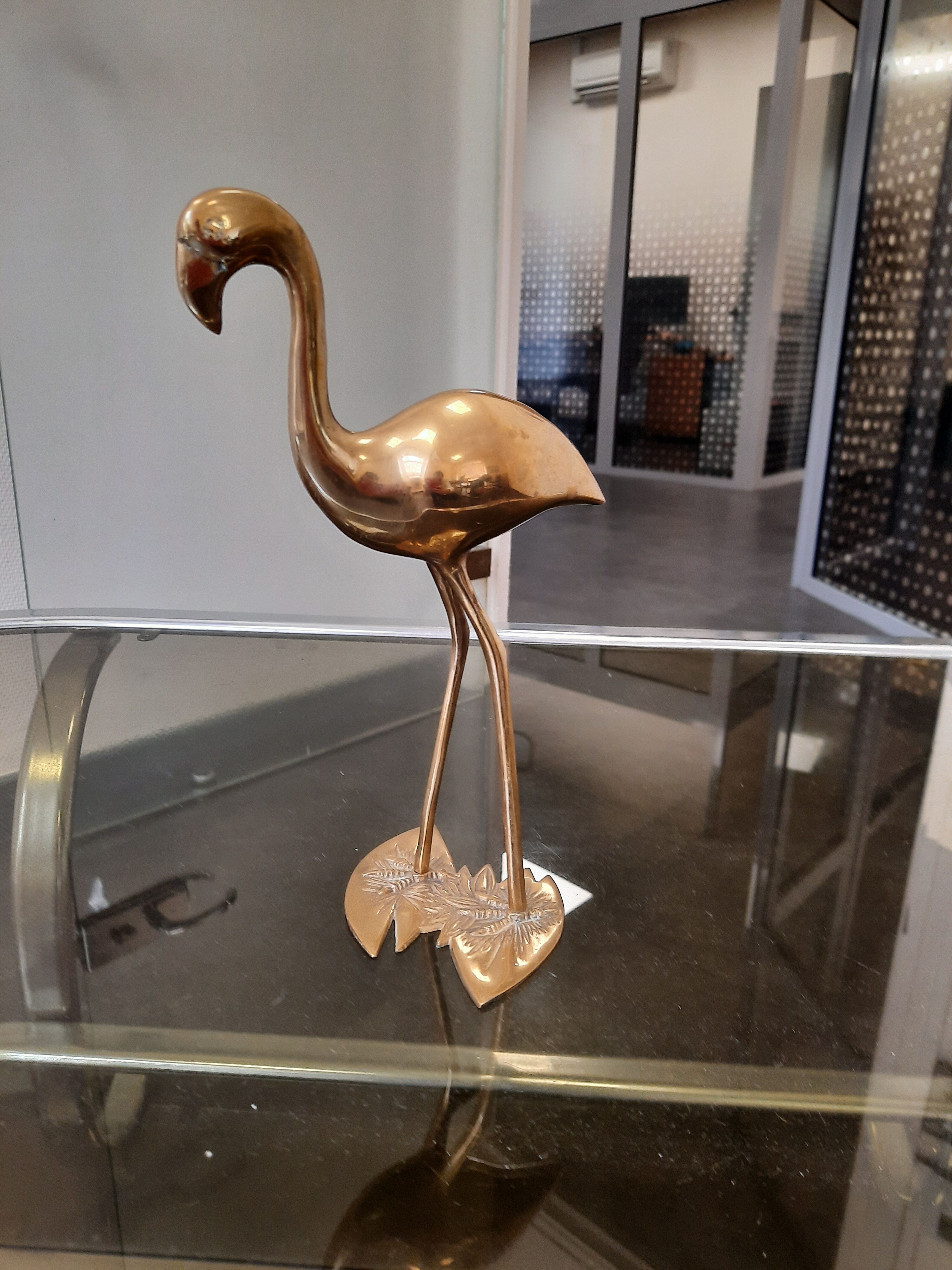 Brass pink flamingo