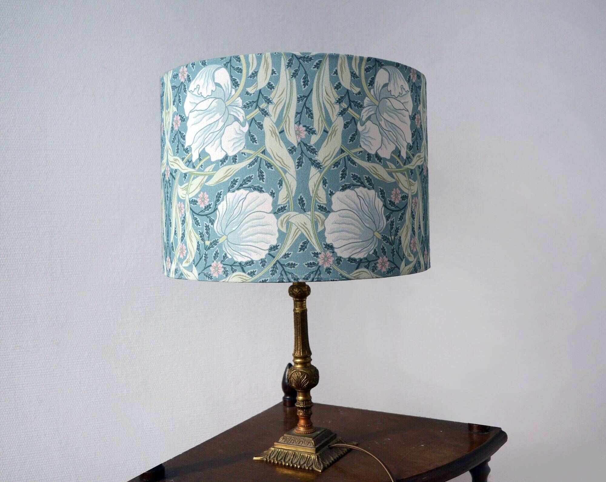 Bird and flower lampshade, William Morris style.