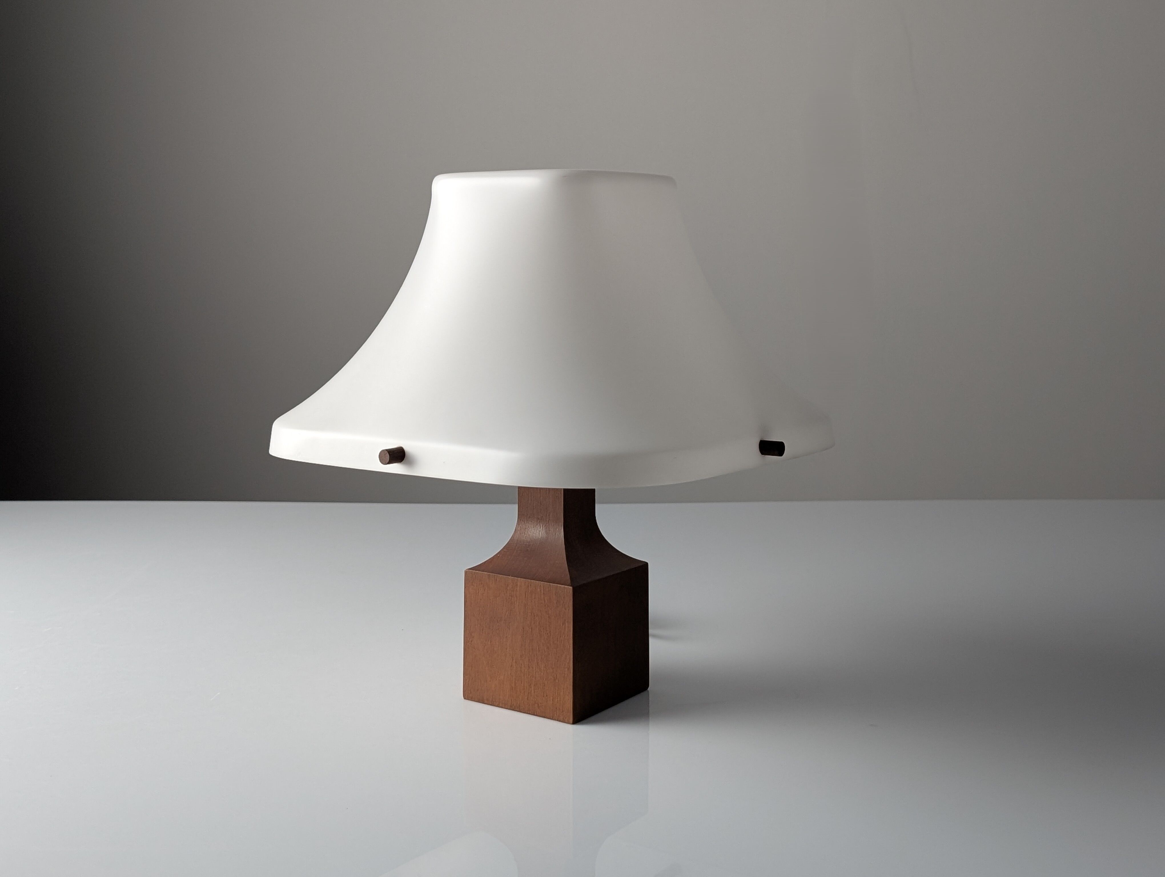 Danish teak table lamp with flared methacrylate shade 1960s
