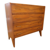 Cabinetmaker's chest of drawers - 4 drawers - golden oak - with oblique profile - compass feet - 1950