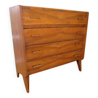 Cabinetmaker's chest of drawers - 4 drawers - golden oak - with oblique profile - compass feet - 1950