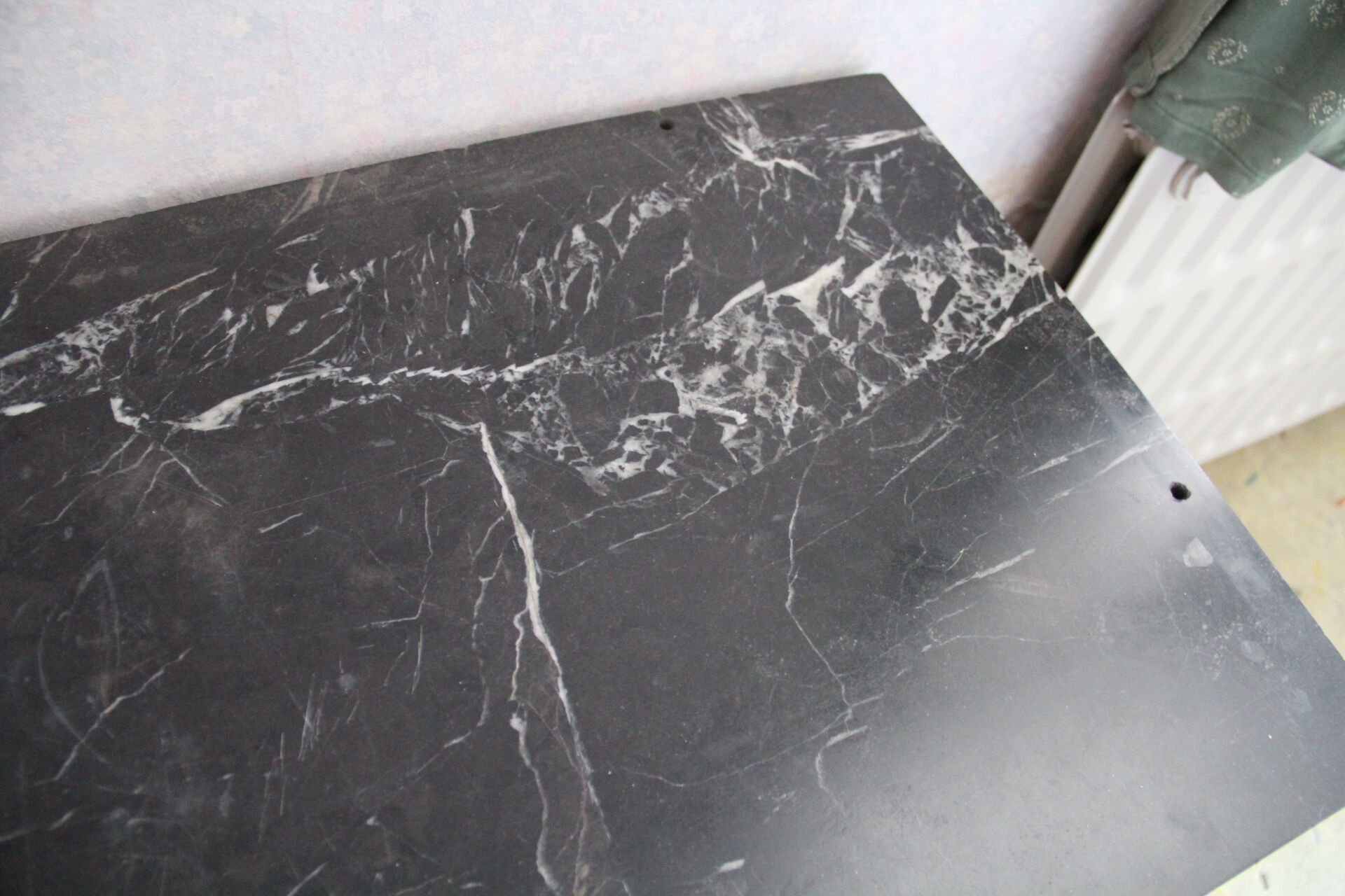 Louis Philippe chest of drawers in dark oak and black marble